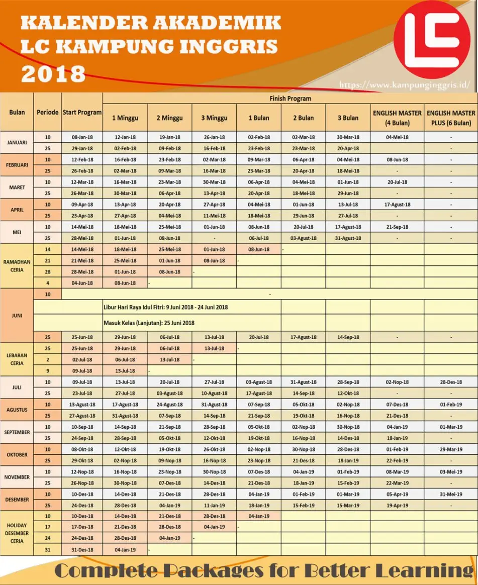 kalender akademik kampung inggris