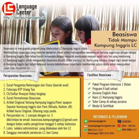 Beasiswa Tidak Mampu Kampung Inggris LC